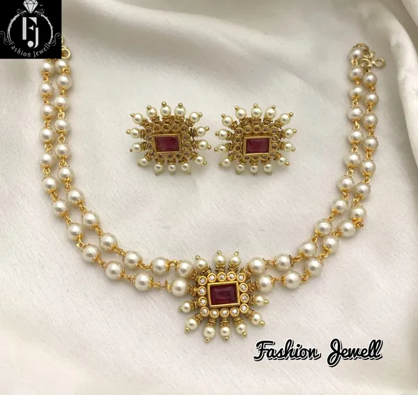 Fashion Jewell Bella Nakshatra Cz Pearl Choker Set Price In India Buy