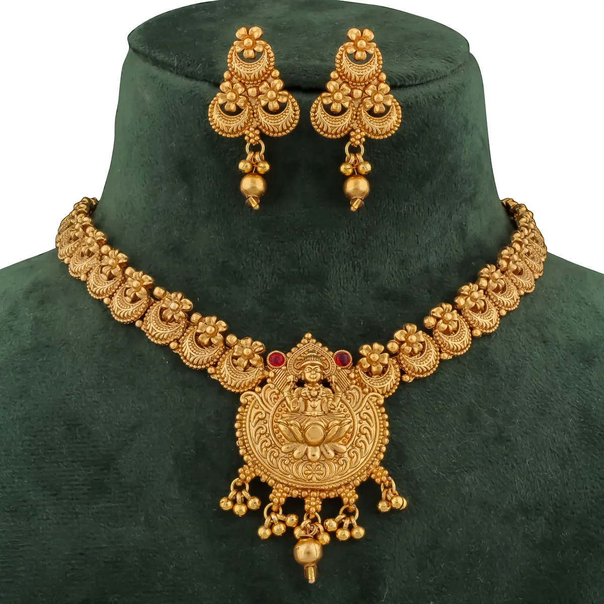 Classic Pearl Gold Plated Necklace Set With Earrings