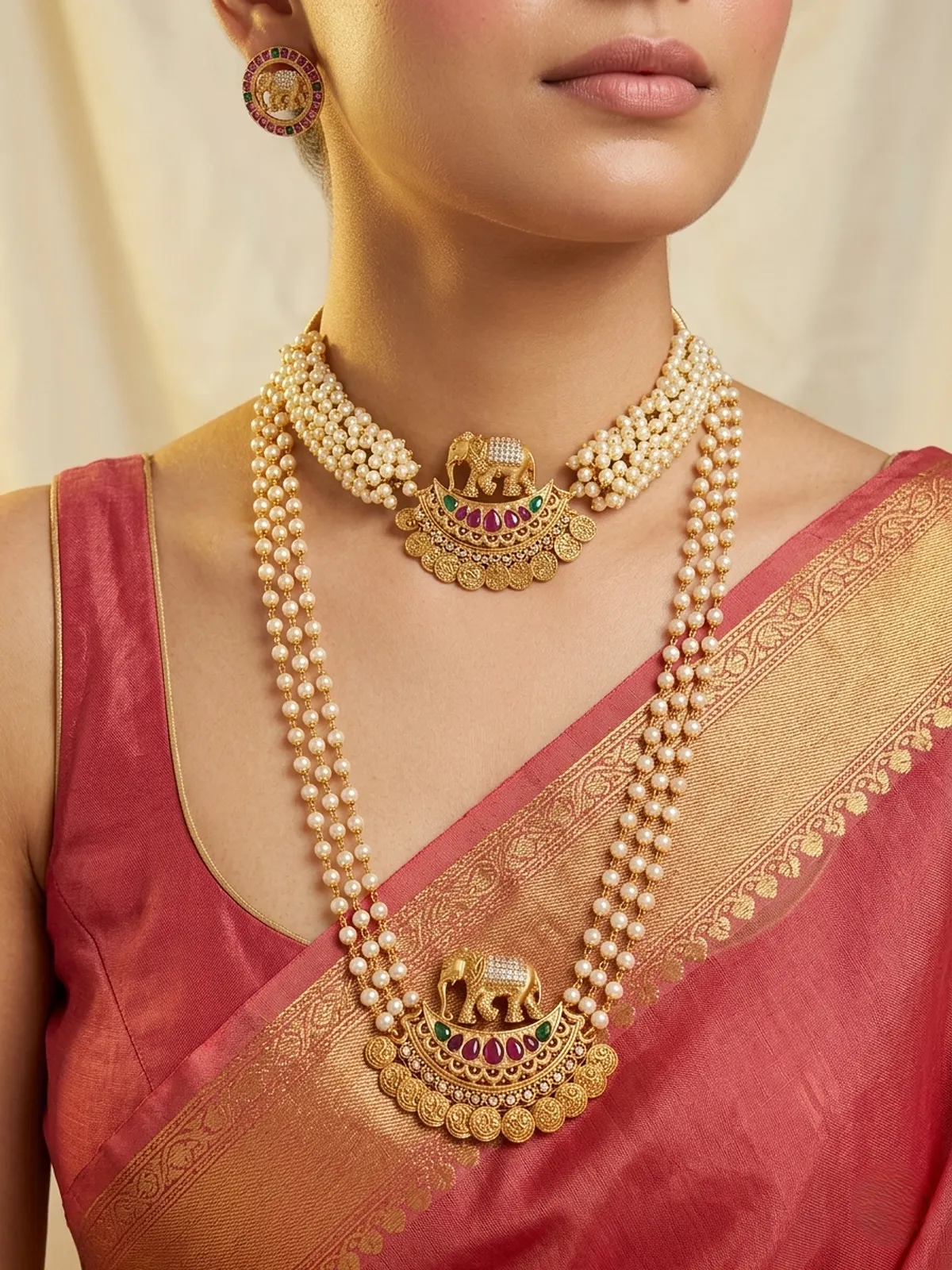 Heritage Gaja Long & Short Necklace Set