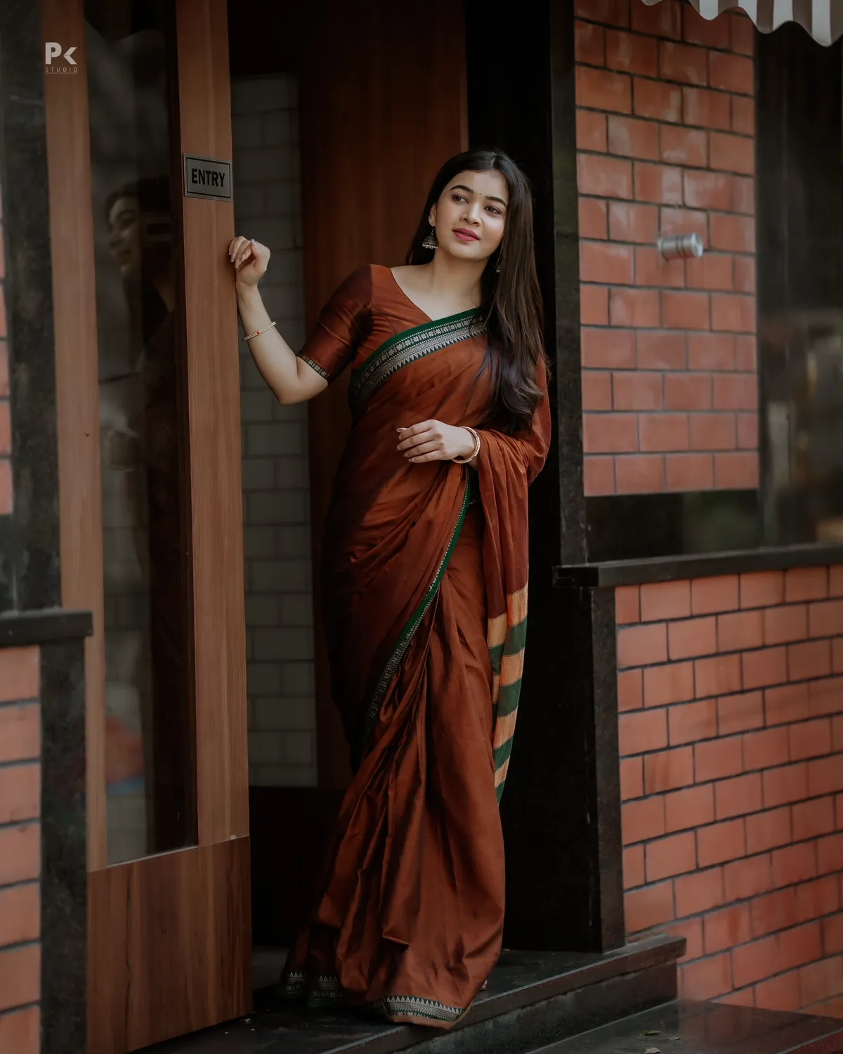 Gouthami Brown Narayanpet Pure Cotton saree