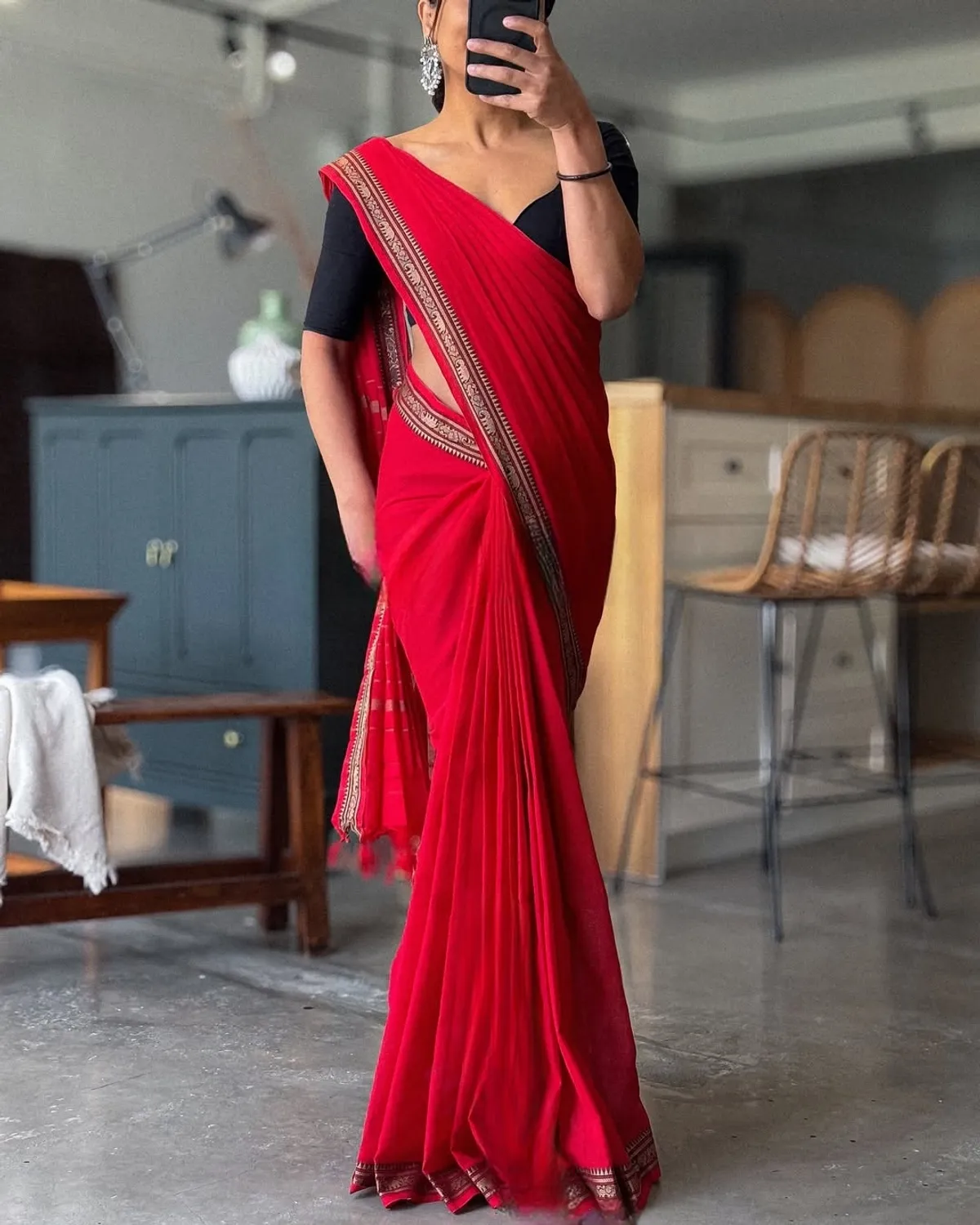 Ragini Red Narayanpet Pure cotton saree