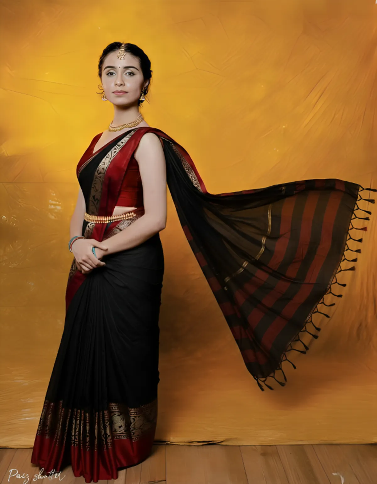 Tanvi BlackNarayanpet pure cotton saree with Running blouse piece (Same as saree)