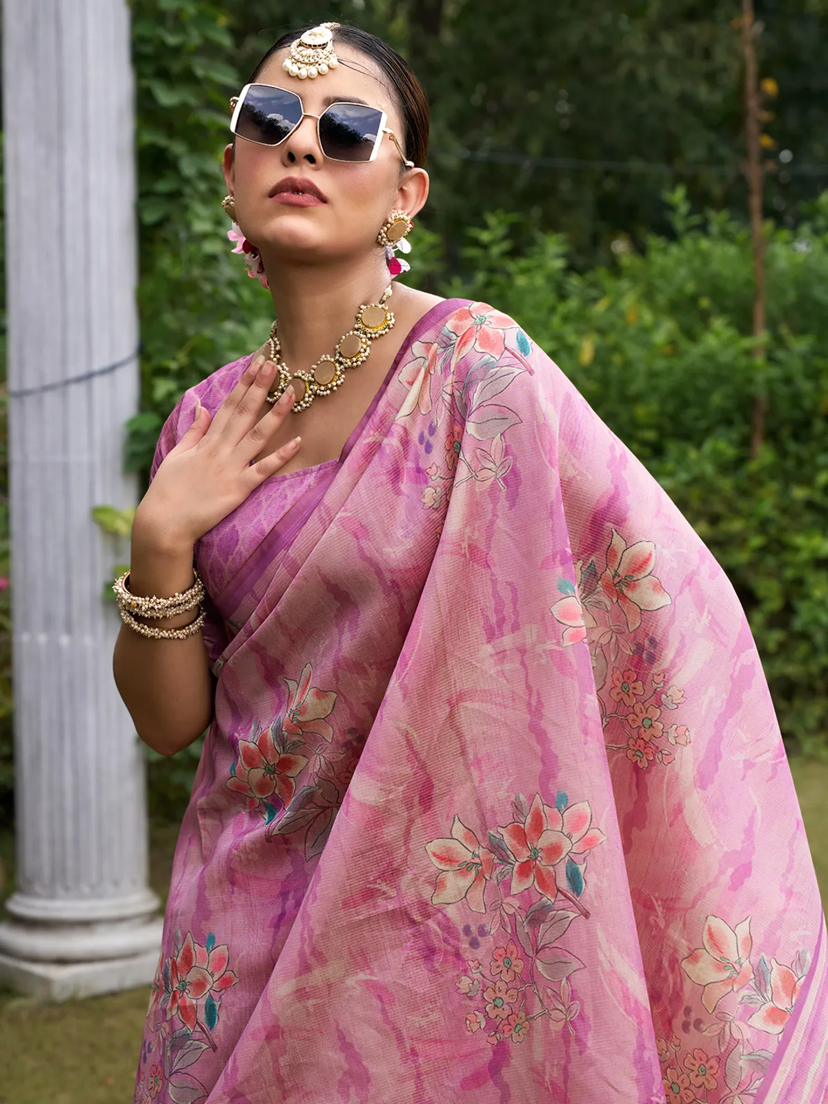 Soft Tussar Silk sarees with Beautiful Digital Print With Attractive Zari Line Saree And Digital Print Blouse With Tassels