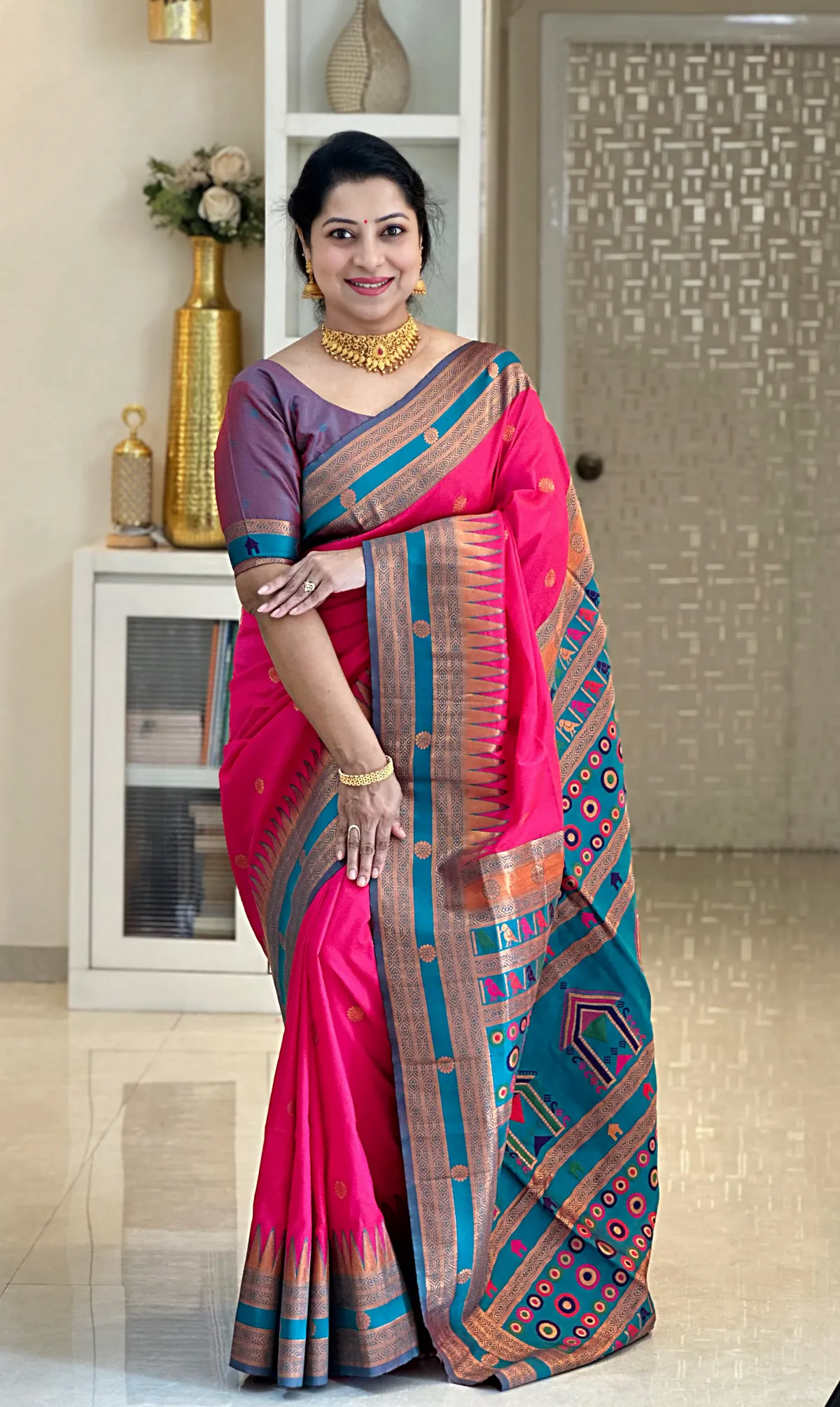 Premium Soft Paithani Silk sarees With Beautiful Weaving Pattern With Attractive Rich Pallu And Border And Weaving Blouse With Tassels