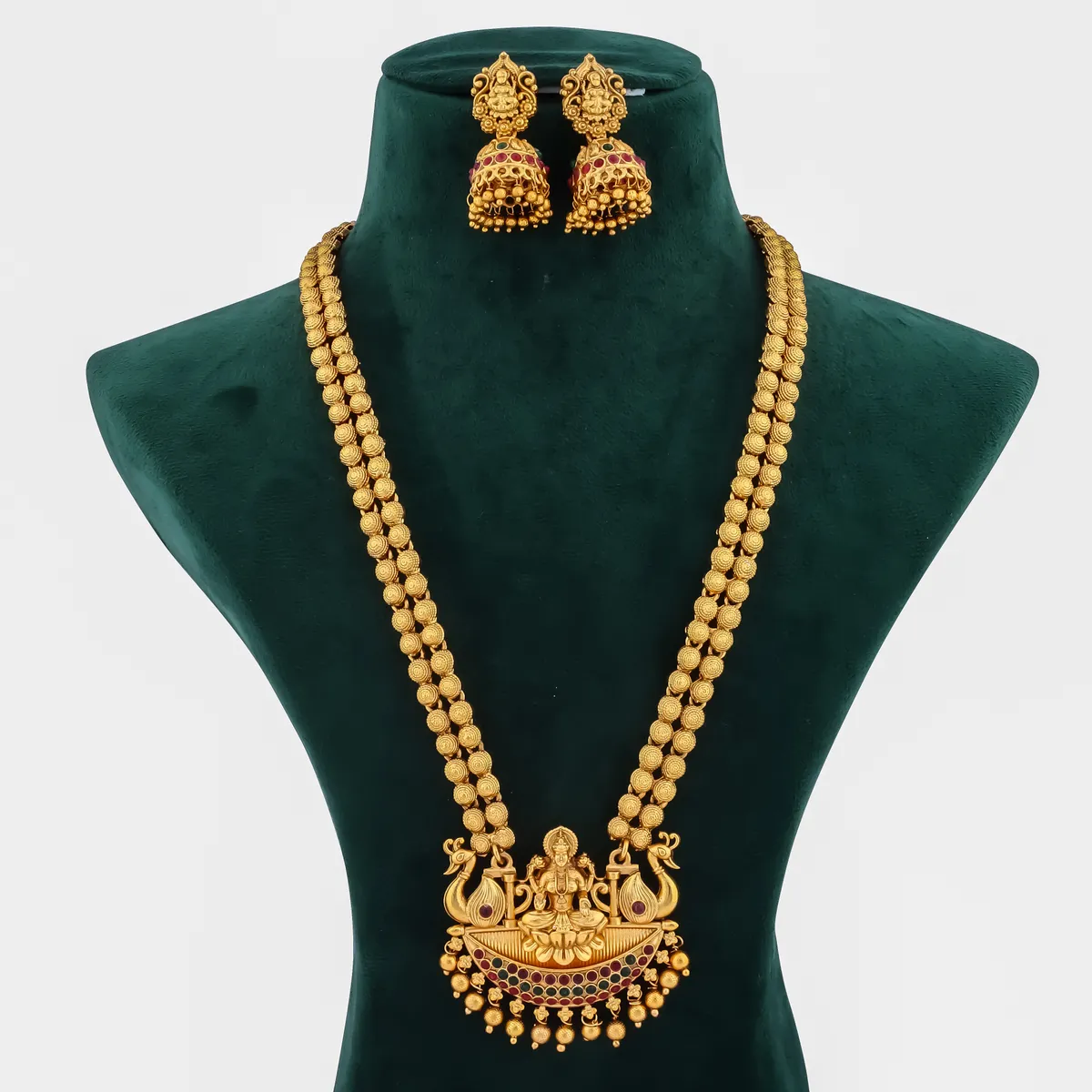 Grisha Jewellery Trending Design Matt Bead Brass Gold Plated Matte Long Haram Necklace Jewellery Set For Women And Girls