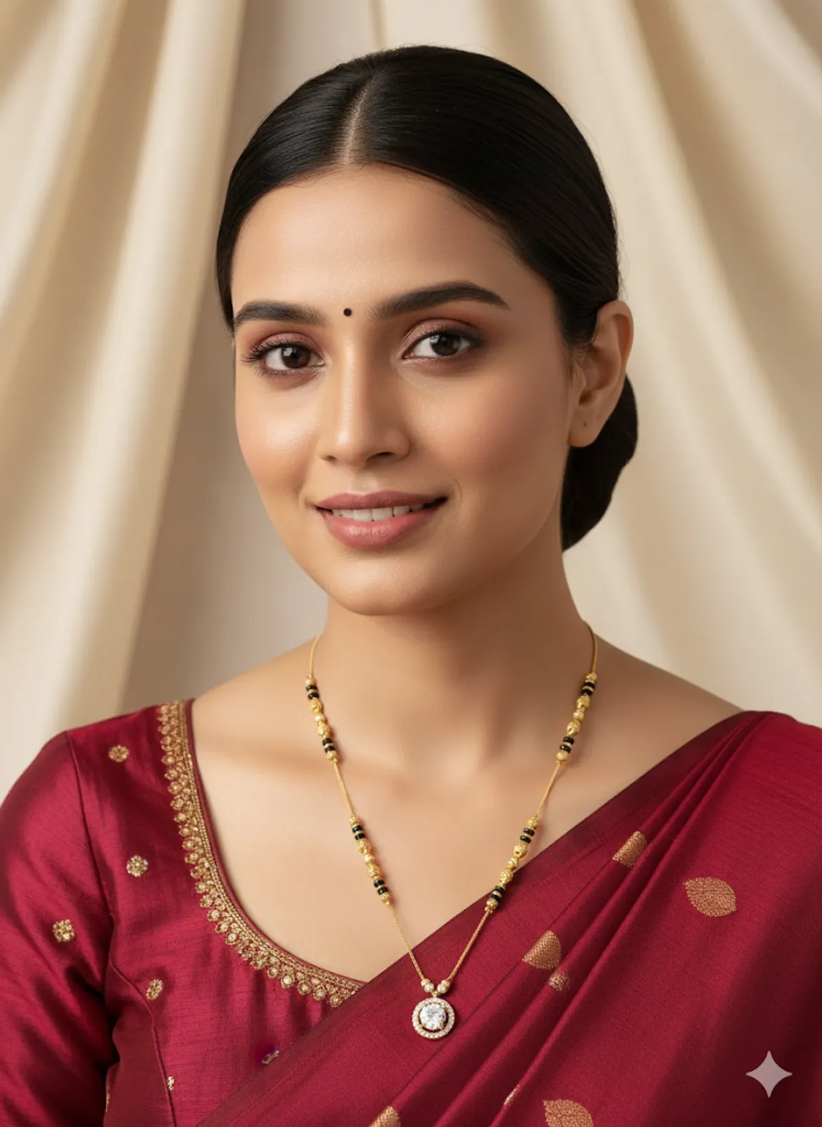 Micro Gold Plated And Diamond Studded Fancy Round Mangalsutra