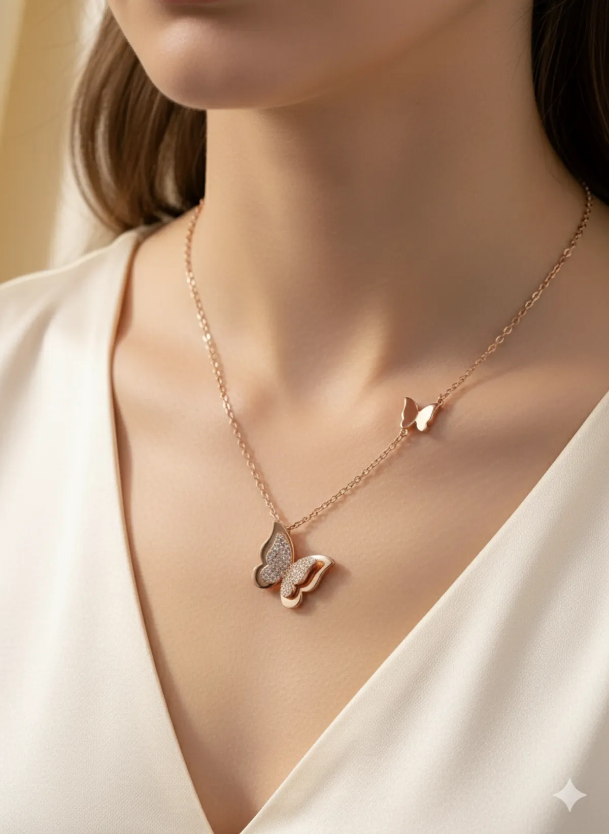 Rose Gold Plated Daily Wear Stainless Steel Butterfly Fancy Chain