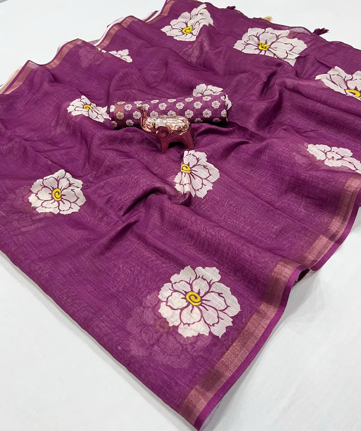 Kalamkari Patola Pure Linen Saree And Batin Blouse - Gajari Pi