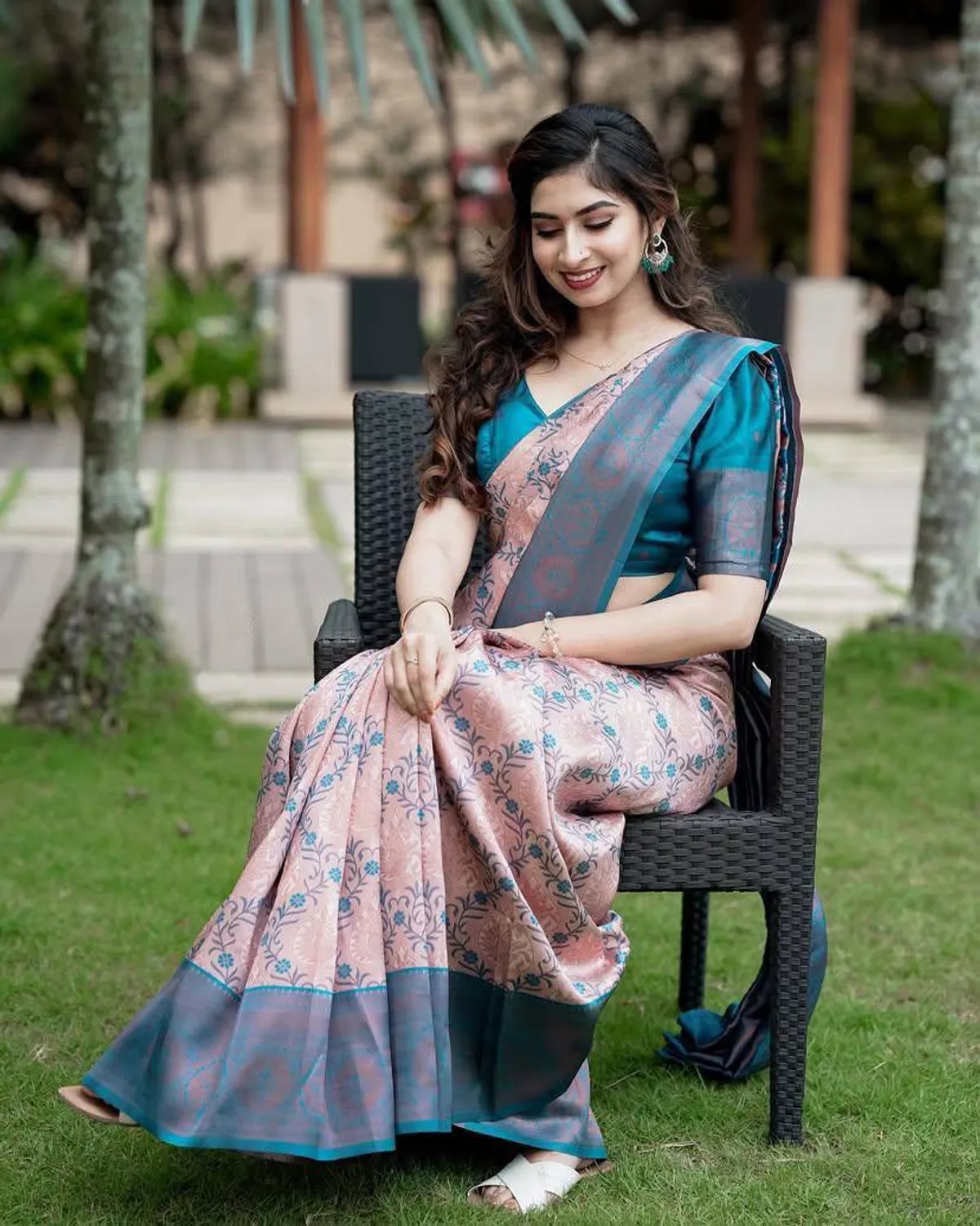 Soft Banarasi Lichi Silk Saree with Unstiched Blouse Piece