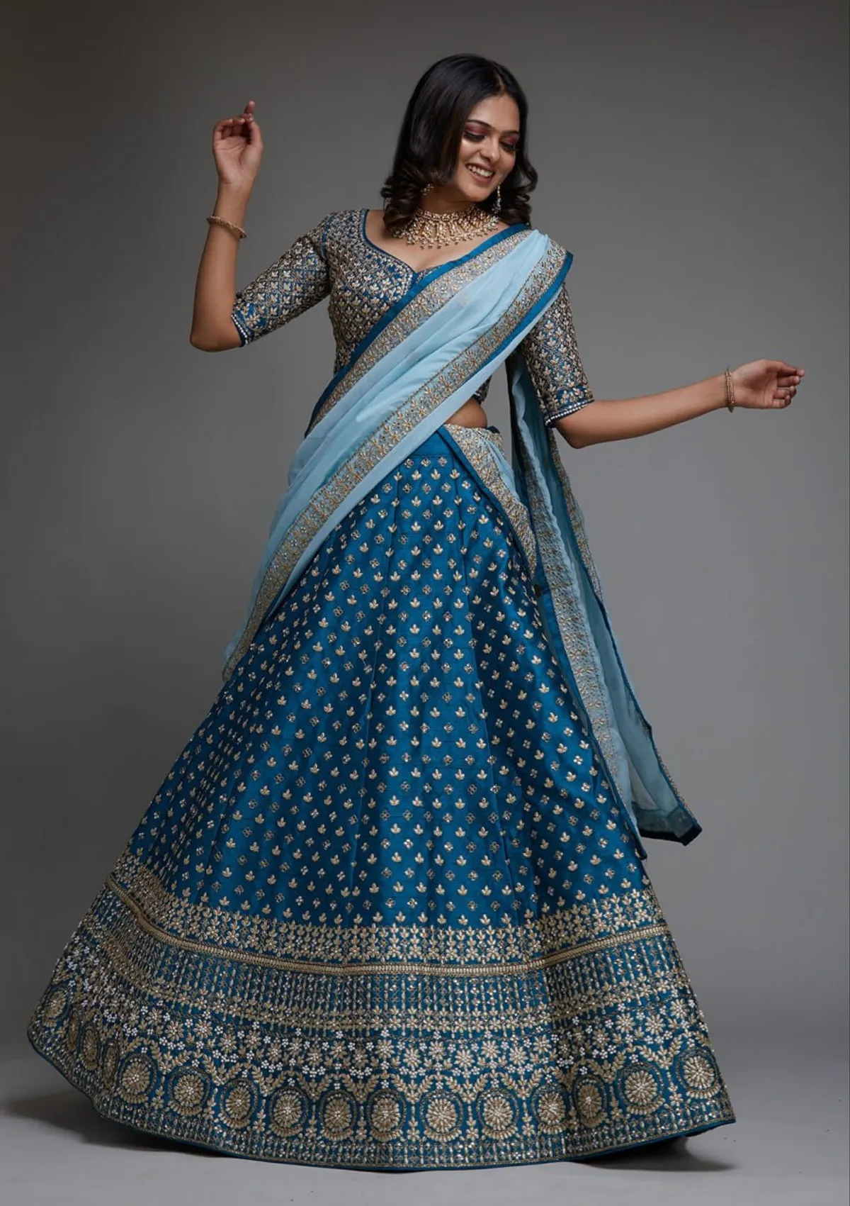 Blue Latest Designer Banglory Silk Embroidery Work...