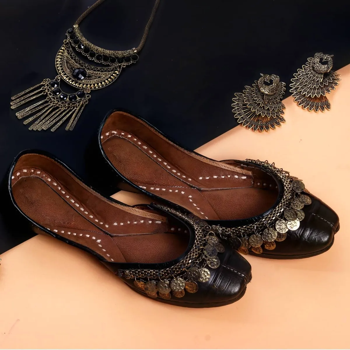 Brass Coin Embellished Jutti