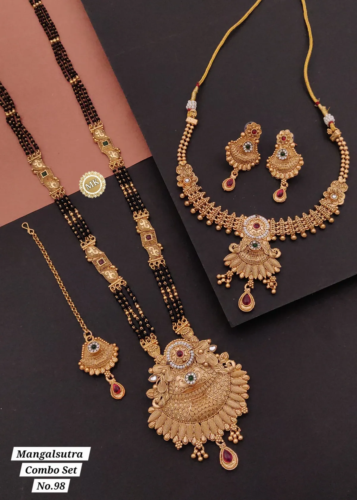 Gold Plated Mangalsutra Necklace Combo Set | Premium Quality
