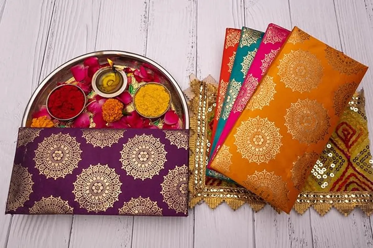 Multicolour Satin And Hardbound Premium & Elegant Shagun Envelop