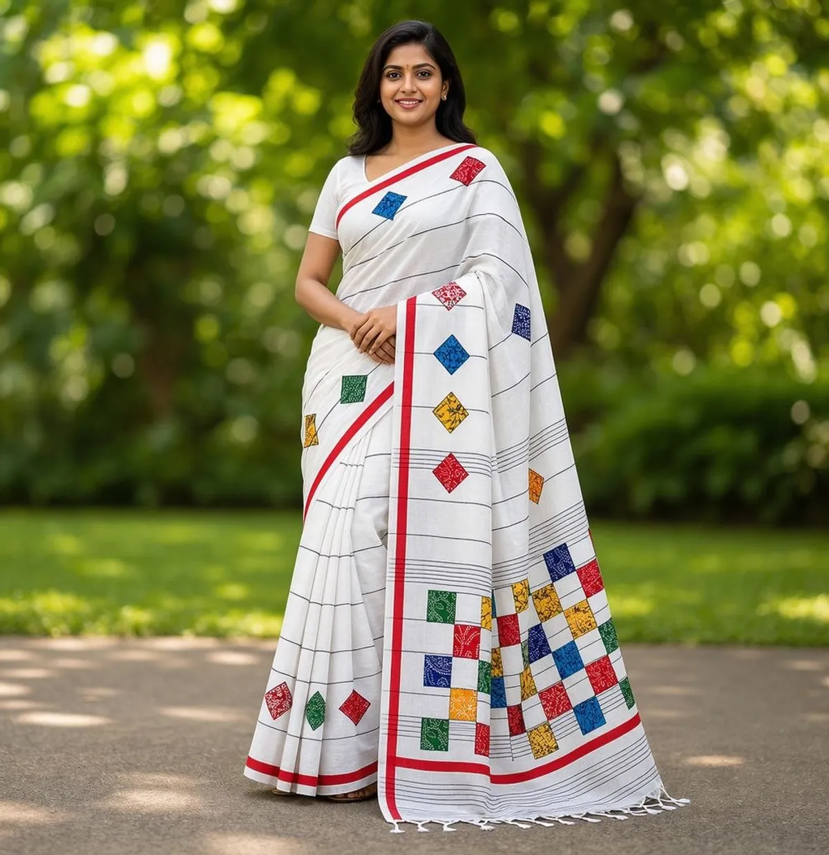 Elegant Khadi Catoon Aplick Saree with out Bp