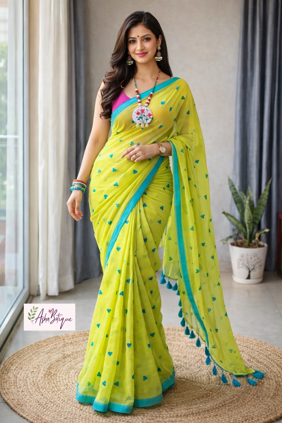 Samaira Khadi Cotton Love Motiv Mbodari saree Running Blouse