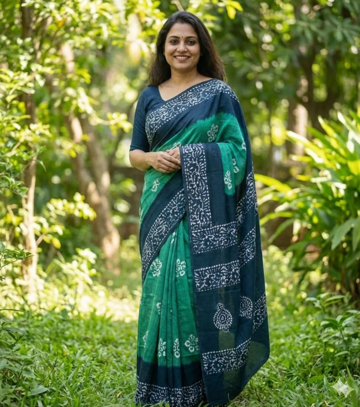 Embellished Hand Batik Saree with out blouse