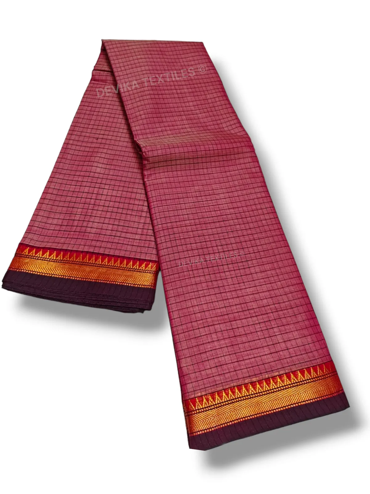 Brick Red Ashwini Narayanapet Pure Cotton saree with running blouse piece (Same As Saree)