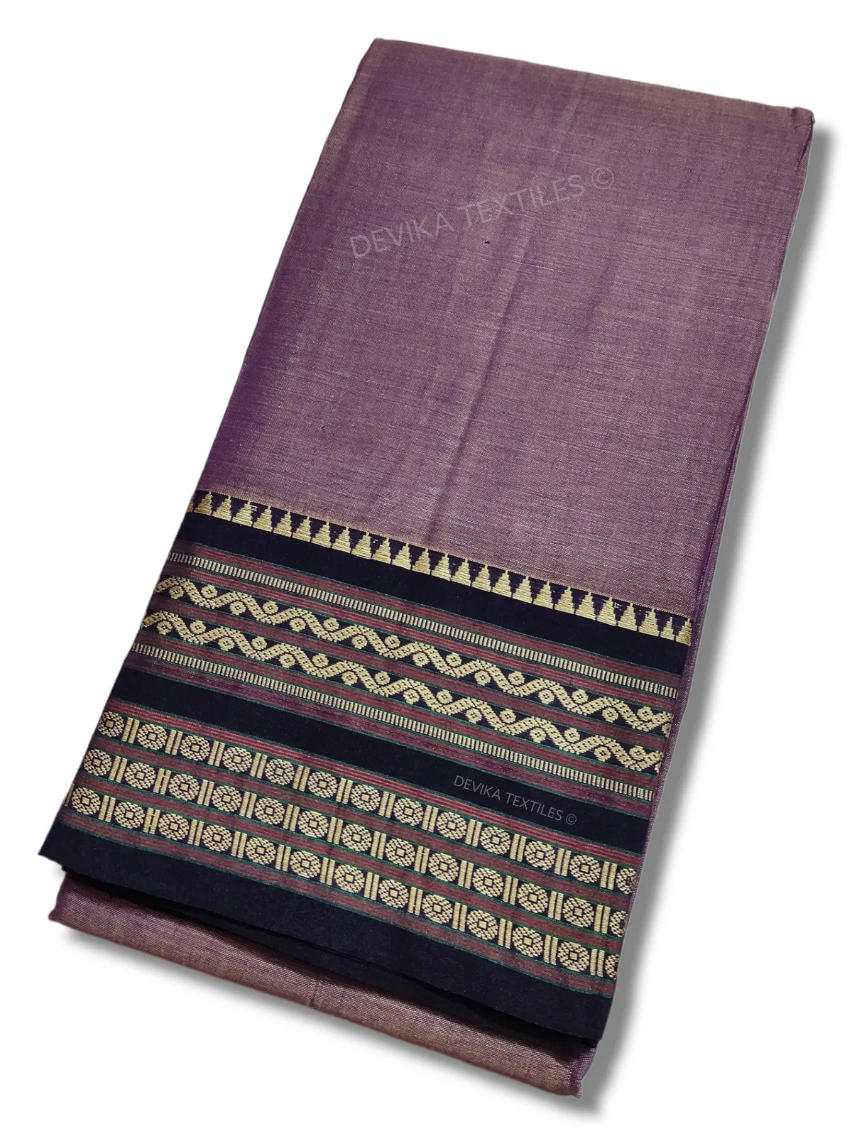 Levender Orissa Border Narayanpet Pure Handloom Cotton Sarees with Running blouse piece