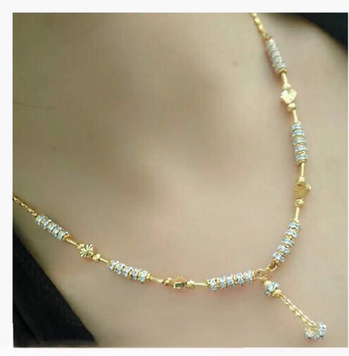 Yellow Gold Plated Metal Star Design Chain For Women