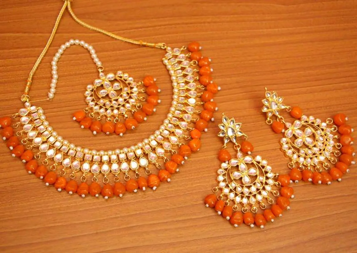 Orange Crystal Necklace-Sets for Women