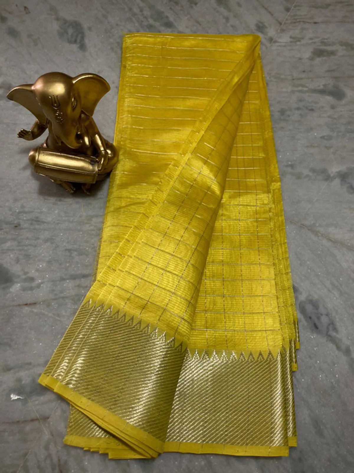 Cotton Silk Handloom Bhagalpuri Wide Border Check Saree