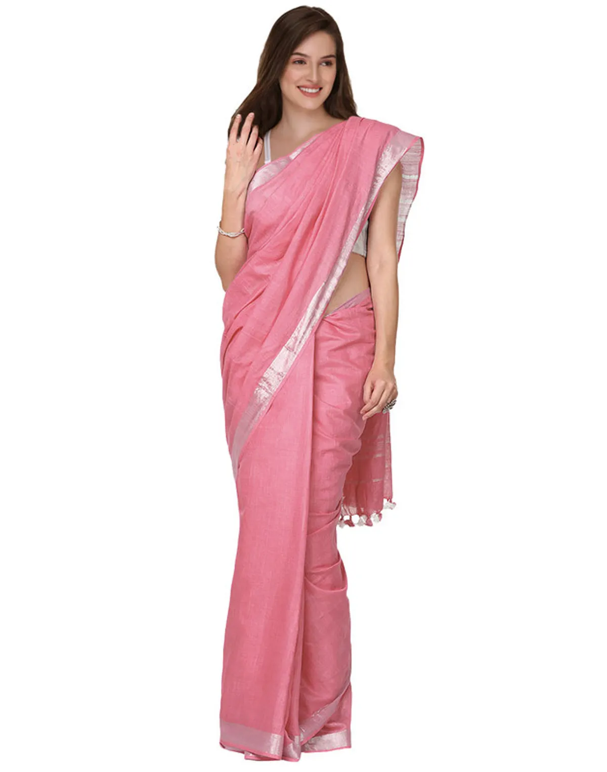 Bolus Brown women's Cotton Slub Saree With Blouse Piece