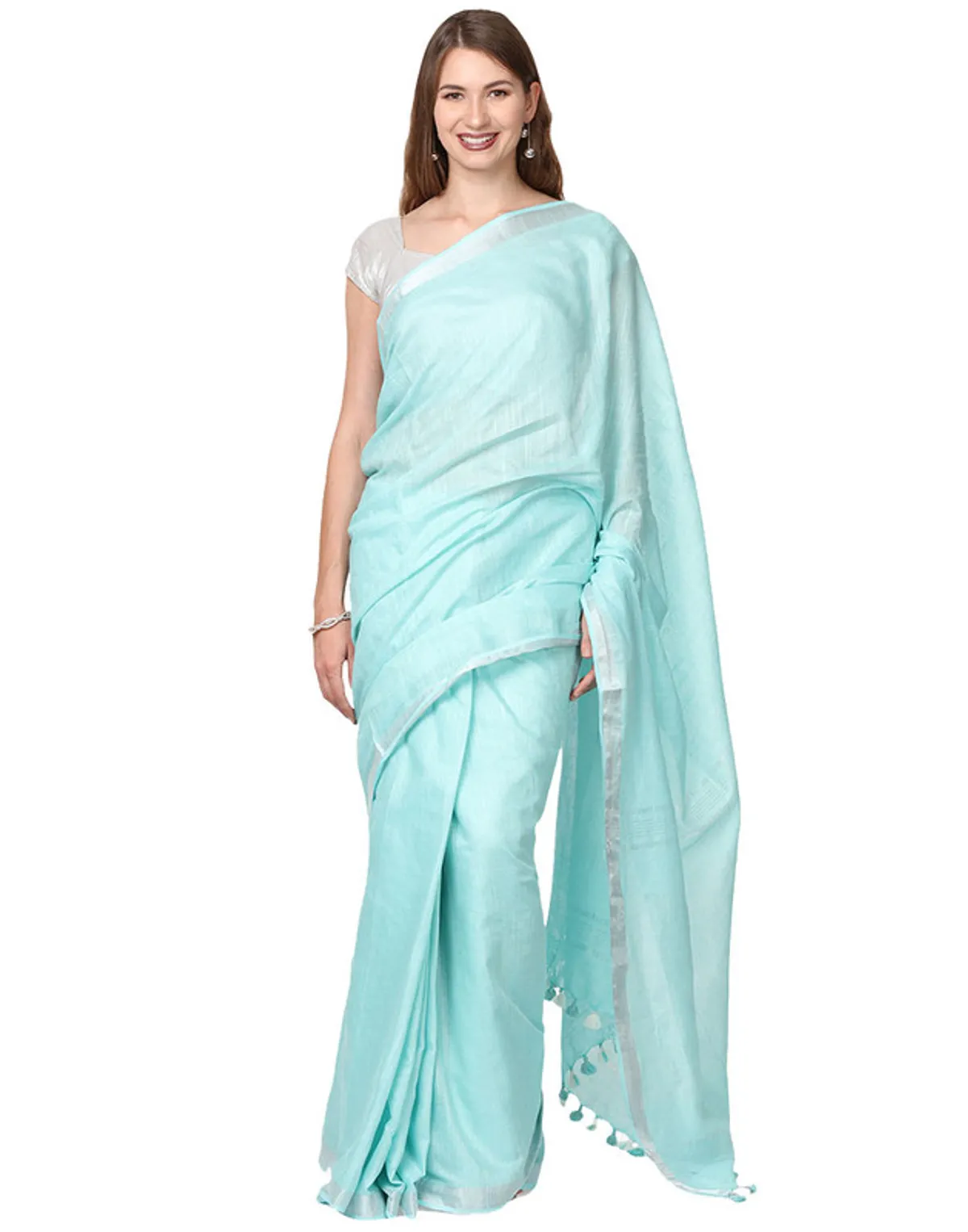 Cotton Slub Saree With Blouse Piece