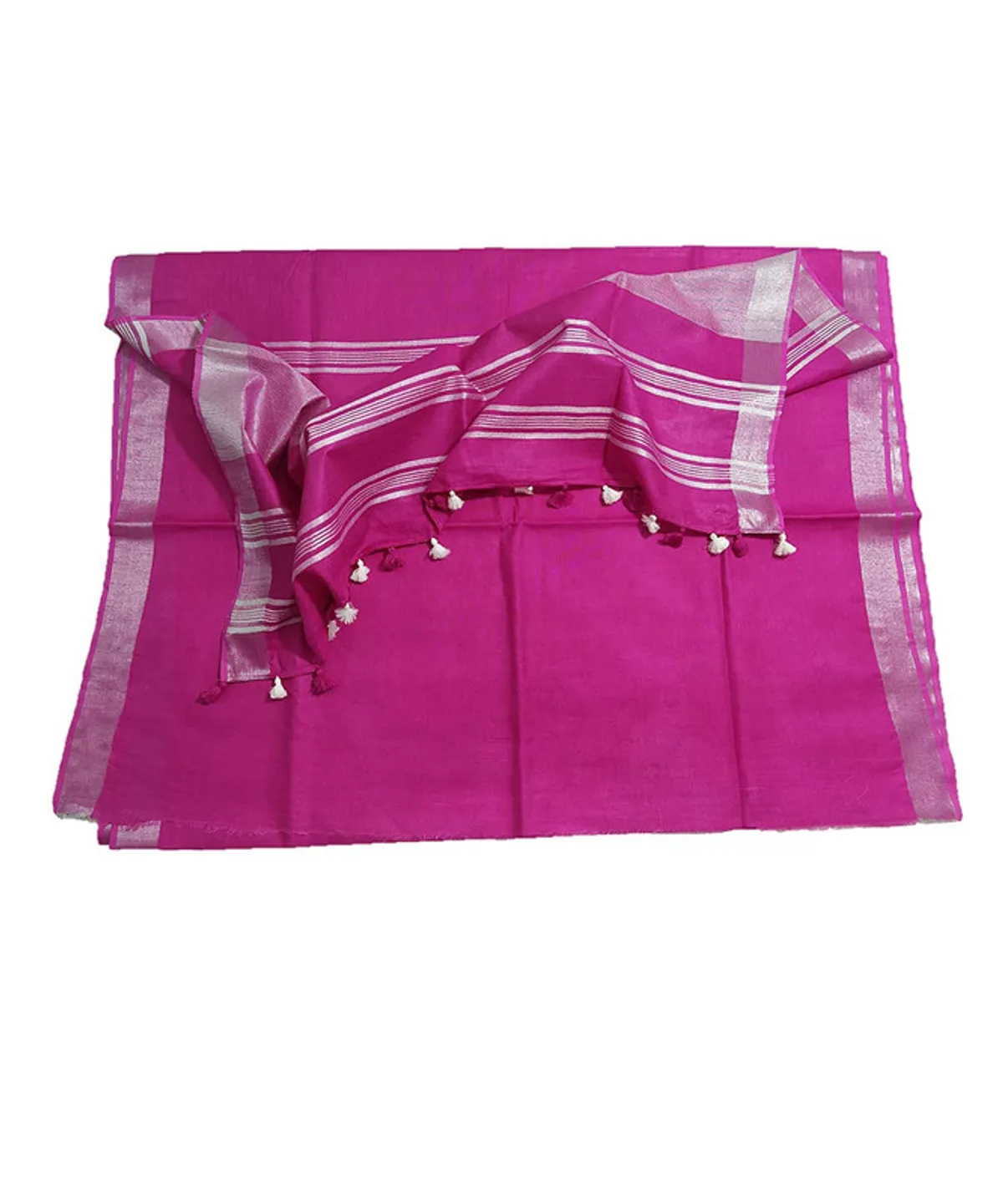 Telemagenta women's Bhagalpuri Linen Saree With Blouse Piece