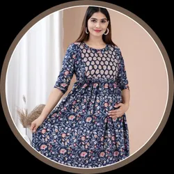 LATEST_TRENDS_MATERNITY_KURTA__Cotton Sleeves