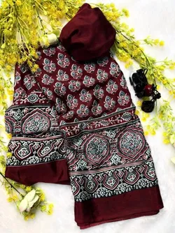 SHOP_BY_CATEGORY_AJRAKH_PRINTED_SAREE__Vraj Lifestyle