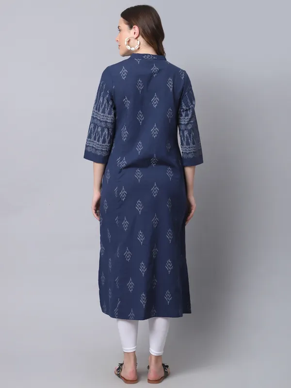 Navy_Blue_Cotton_Ikat_Print_A-line_Kurta