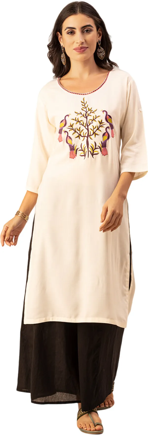 Off_White_Rayon_Women_Kurta,_Exquisite_Embroidery_with_Crystal_&_Pearl_Hand_Work