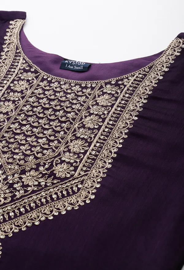 Wine_Floral_Yoke_Design_Regular_Sequinned_Kurta_With_Palazzos_Dupatta