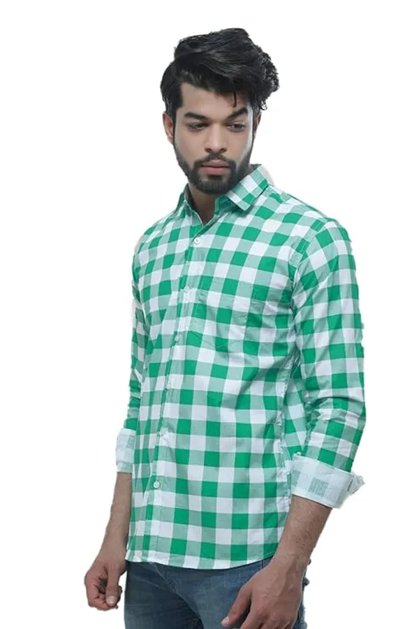 Green_Cotton_Blend_Printed_Casual_Shirt_For_Men