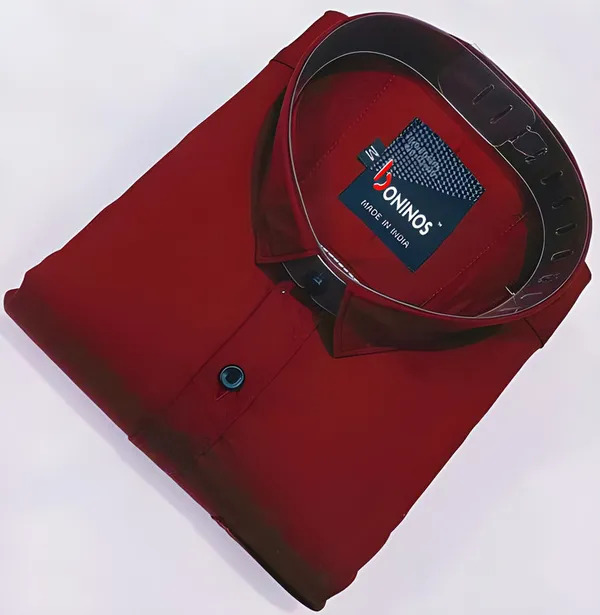 Maroon_Cotton_Blend_Solid__Casual_Shirt_For_Men