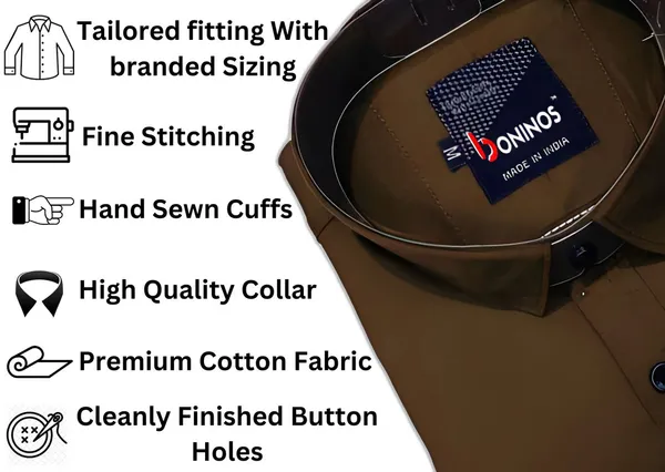 Darkbrown_Cotton_Blend_Solid__Casual_Shirt_For_Men