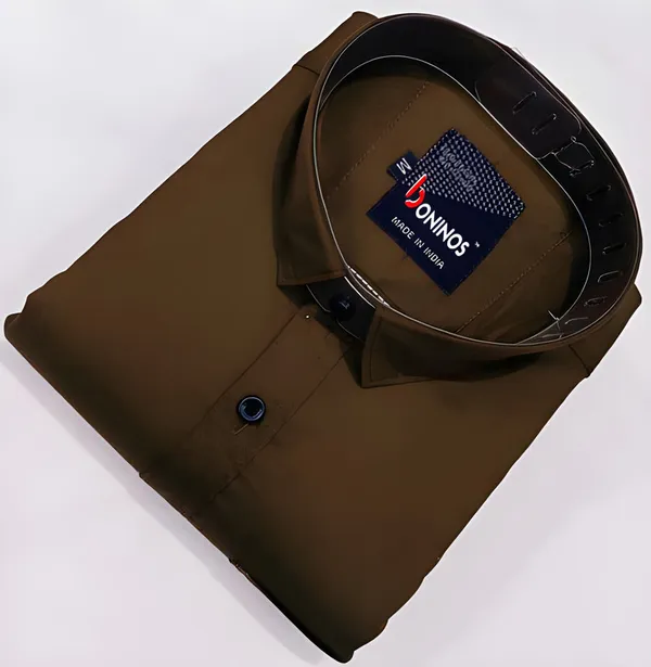 Darkbrown_Cotton_Blend_Solid__Casual_Shirt_For_Men