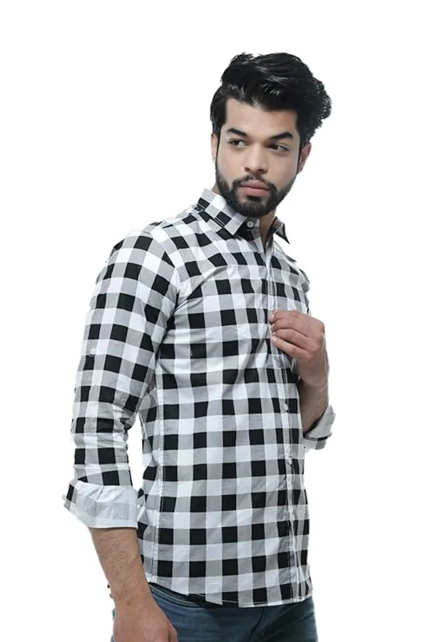Black_Cotton_Blend_Printed_Casual_Shirt_For_Men