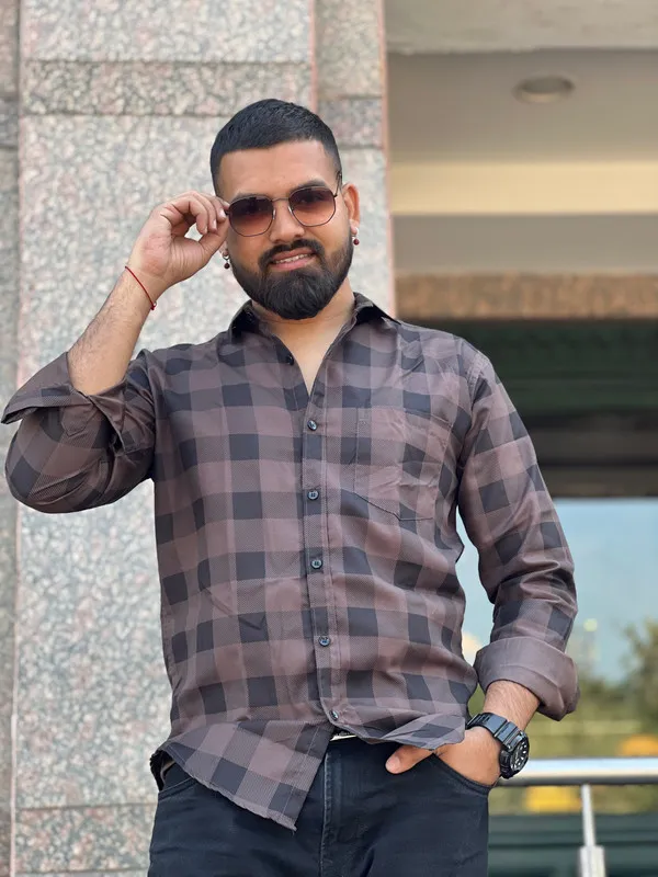 Brown_Cotton_Blend_Printed_Casual_Shirt_For_Men