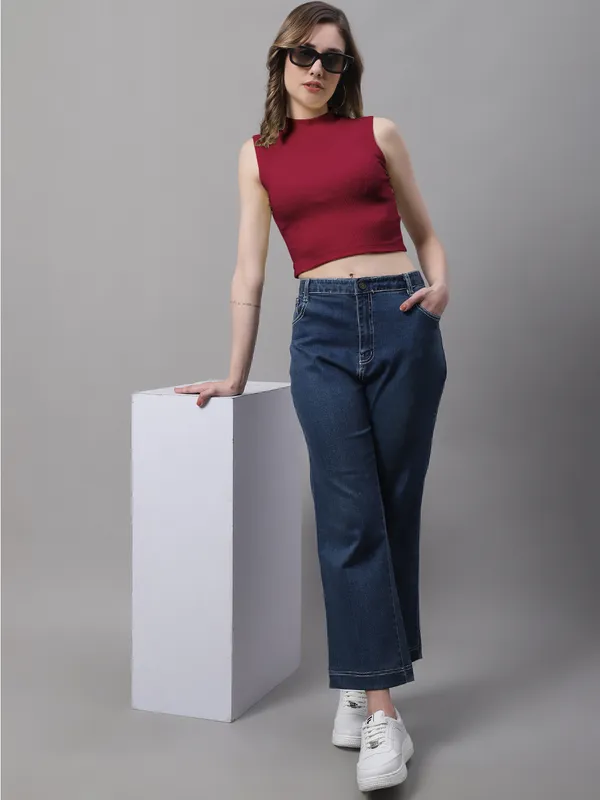 Maroon_Cotton_Rib_Turtle_Neck_Crop_Top_For_Women
