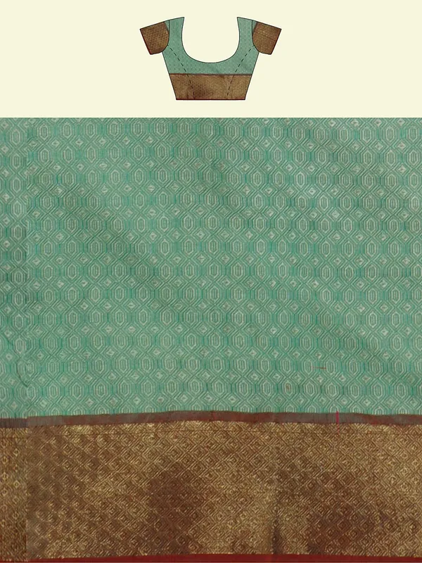 Sea_Green_Cotton_Blend_Banarasi_Sarees_For_Women