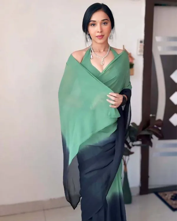 Green_Colour_1-Minute_Ready_To_Wear_Georgette_Saree_With_Blouse_Piece