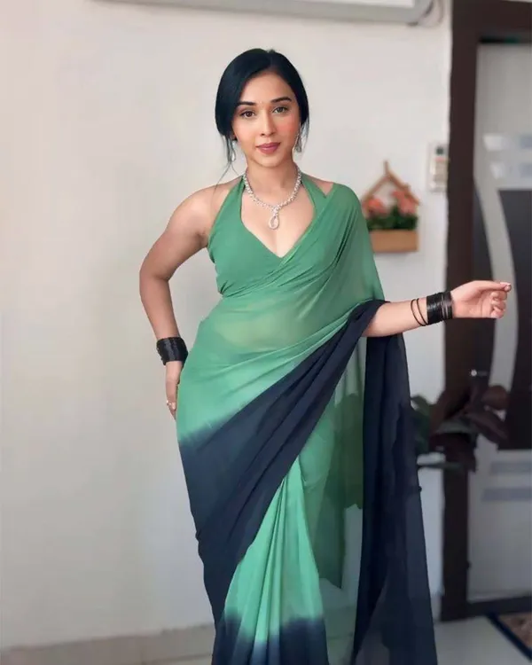 Green_Colour_1-Minute_Ready_To_Wear_Georgette_Saree_With_Blouse_Piece