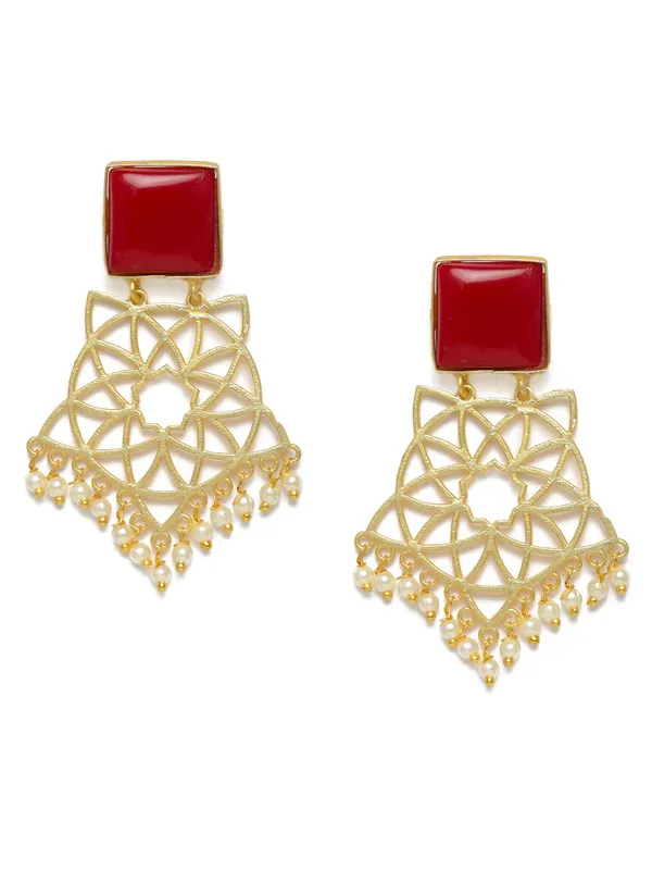 Gold-Plated__Red_Geometric_Drop_Earrings