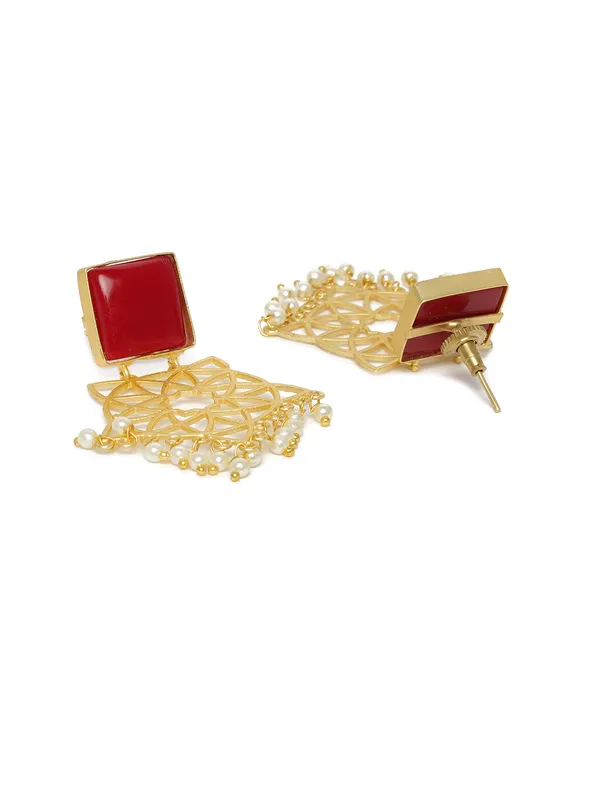 Gold-Plated__Red_Geometric_Drop_Earrings