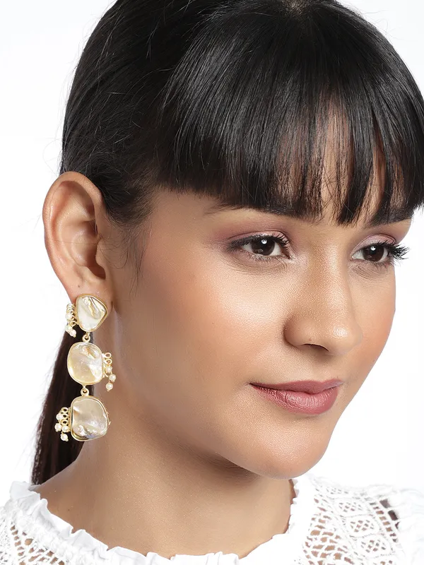 Gold-Plated__White_Contemporary_Drop_Earrings
