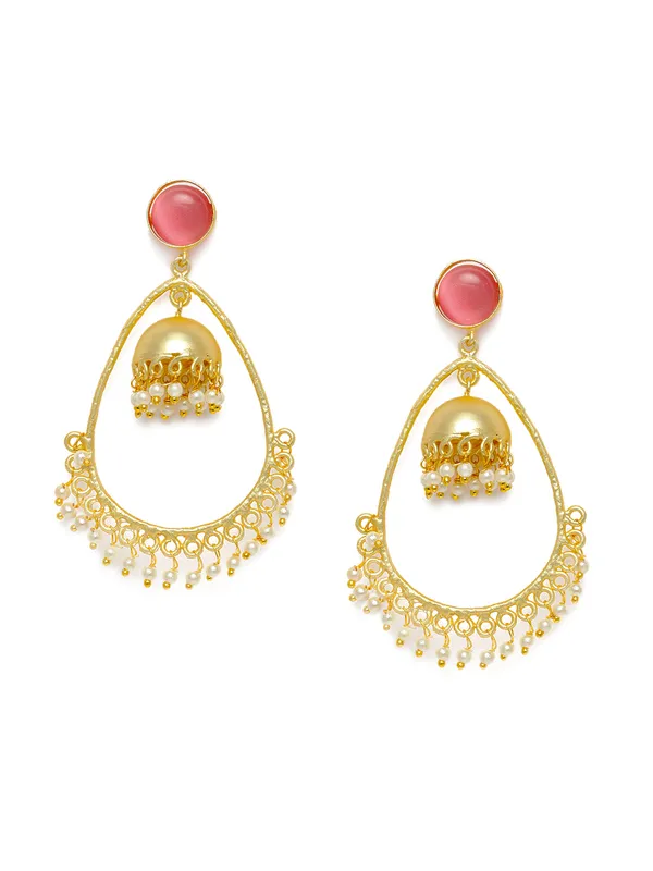 Gold-Plated__Pink_Contemporary_Drop_Earrings