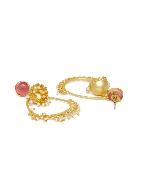 Gold-Plated__Pink_Contemporary_Drop_Earrings
