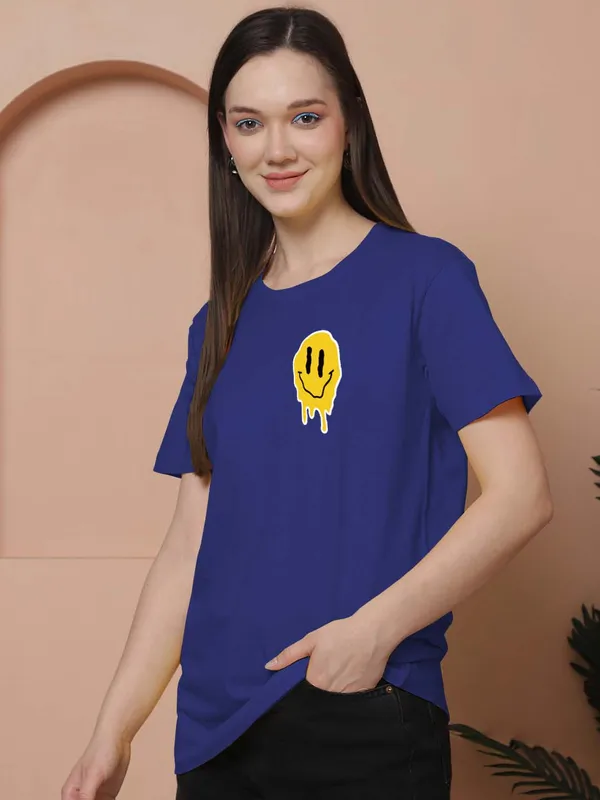Women_Blue_Do_What_Makes_You_Happy_Print_Oversized_Tshirt