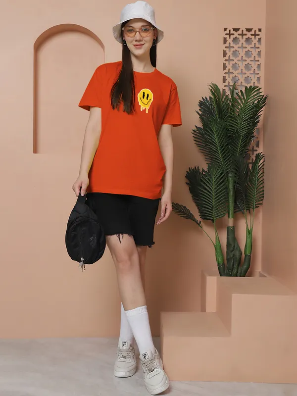 Women_Orange_Do_What_Makes_You_Happy_Print_Oversized_Tshirt